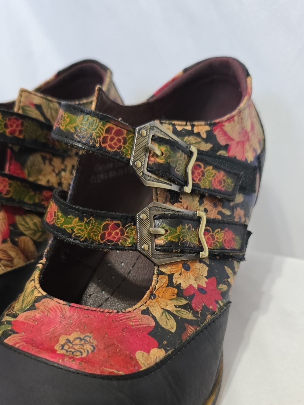 L'Artiste Spring Step Glena Leather Floral Mary Jane Wedge Shoes Size 8.5 - Picture 12 of 16